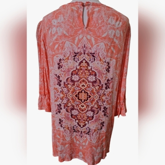 FARMERS MARKET RUFFLE SLEEVE BLOUSE SZ XL CORAL PURPLE - Picture 4 of 8